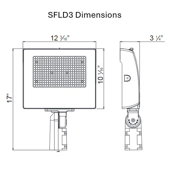Halco SFLD3-HLS-CS-H-BZ-3PR Sektor LED Floodlight Bronze High Voltage With Lens Shift Technology Selectable 13000Lm-22200Lm 100W/125W/150W 3000K/4000K/5000K 277-480VAC 0-10V Dimming (22911)