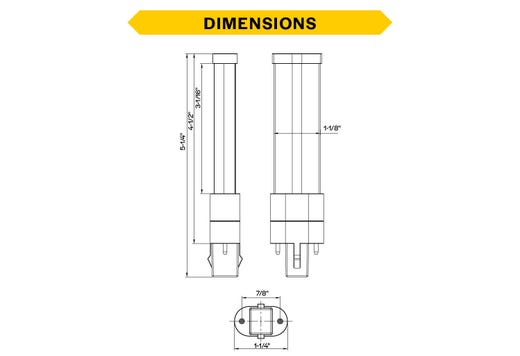 Halco PLS3H-8CS-HYB-G23-LED2 LED Single Tube Horizontal Plug-In Lamp G23 2-Pin Base 3.5W CCT Selectable 3000K/3500K/4000K/5000K Hybrid Type A Type B Non-Dimmable (82844)