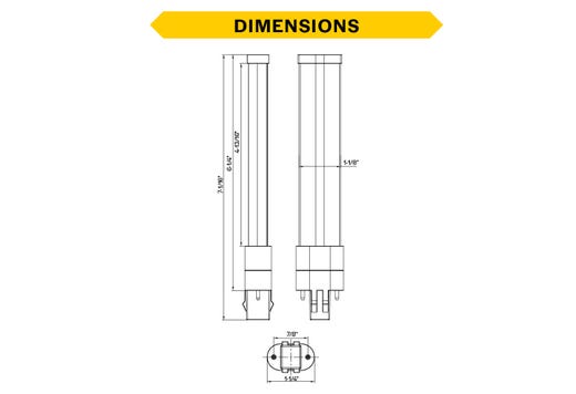 Halco PLS5H-8CS-HYB-GX23-LED2 LED Single Tube Horizontal Plug-In Lamp GX23 2-Pin Base 5.5W CCT Selectable 3000K/3500K/4000K/5000K Hybrid Type A Type B Non-Dimmable (82845)