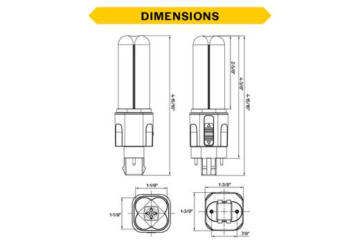 Halco PLD5O-8CS-HYB-GX23-LED2 LED Double Tube Omni-Directional Plug-In Lamp GX23 2-Pin Base 5.5W CCT Selectable 3000K/3500K/4000K/5000K Hybrid Type A Type B Non-Dimmable (82846)