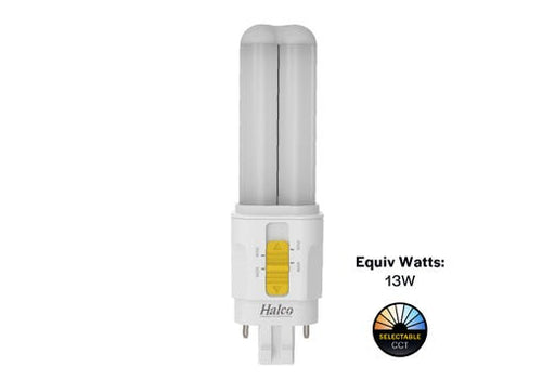 Halco PLD5O-8CS-HYB-GX23-LED2 LED Double Tube Omni-Directional Plug-In Lamp GX23 2-Pin Base 5.5W CCT Selectable 3000K/3500K/4000K/5000K Hybrid Type A Type B Non-Dimmable (82846)