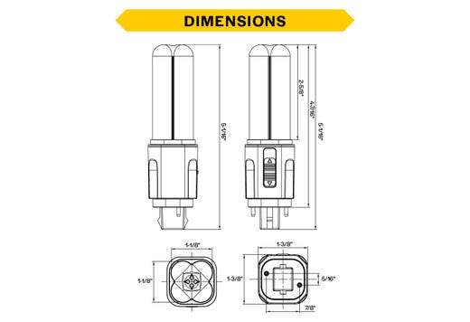 Halco PLD5O-8CS-HYB-G24D-LED2 LED Double Tube Omni-Directional Plug-In Lamp G24D 2-Pin Base 5.5W CCT Selectable 3000K/3500K/4000K/5000K Hybrid Type A Type B Non-Dimmable (82849)