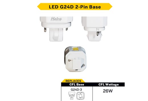 Halco PLD9O-8CS-HYB-G24D-LED2 LED Double Tube Omni-Directional Plug-In Lamp G24D 2-Pin Base 9W CCT Selectable 3000K/3500K/4000K/5000K Hybrid Type A Type B Non-Dimmable (82851)