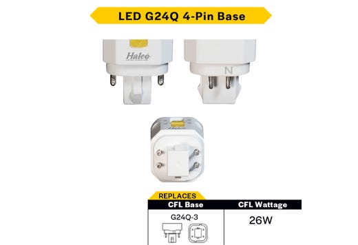 Halco PLD9O-8CS-HYB-G24Q-LED2-D LED Double Tube Omni-Directional Plug-In Lamp G24Q 4-Pin Base 9.5W CCT Selectable 3000K/3500K/4000K/5000K Hybrid Type A Type B Dimmable (82852)