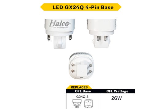 Halco PLD9H-8CS-DIR-G24Q-LED2-D LED Double Tube Horizontal Plug-In Lamp G24Q 4-Pin Base 9.5W CCT Selectable 3000K/3500K/4000K/5000K Ballast Compatible Type A Dimmable (82853)