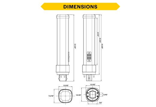 Halco PLD9H-8CS-DIR-G24Q-LED2-D LED Double Tube Horizontal Plug-In Lamp G24Q 4-Pin Base 9.5W CCT Selectable 3000K/3500K/4000K/5000K Ballast Compatible Type A Dimmable (82853)