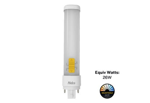 Halco PLD9H-8CS-DIR-G24Q-LED2-D LED Double Tube Horizontal Plug-In Lamp G24Q 4-Pin Base 9.5W CCT Selectable 3000K/3500K/4000K/5000K Ballast Compatible Type A Dimmable (82853)