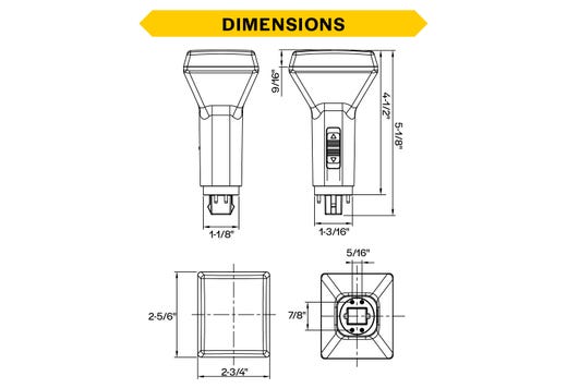 Halco PLD9V-8CS-DIR-G24Q-LED2-D LED Double Tube Vertical Plug-In Lamp G24Q 4-Pin Base 9.5W CCT Selectable 3000K/3500K/4000K/5000K Ballast Compatible Type A Dimmable (82854)