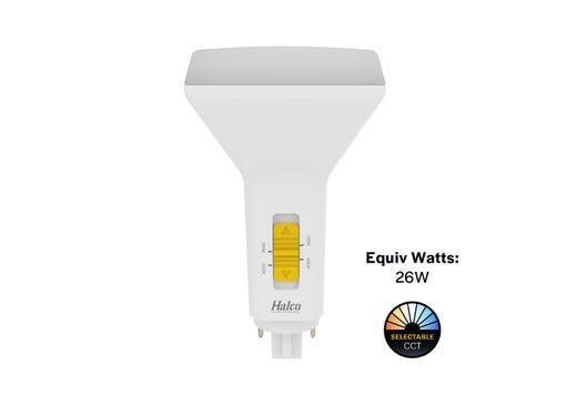 Halco PLD9V-8CS-DIR-G24Q-LED2-D LED Double Tube Vertical Plug-In Lamp G24Q 4-Pin Base 9.5W CCT Selectable 3000K/3500K/4000K/5000K Ballast Compatible Type A Dimmable (82854)