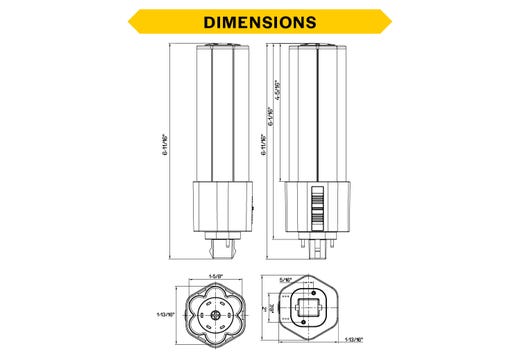 Halco PLT17O-8CS-BYP-GX24D-LED2 LED Triple Tube Omni-Directional Plug-In Lamp GX24D 2-Pin Base 17W 3000K/3500K/4000K/5000K Ballast Bypass Type B Non-Dimmable (82858)