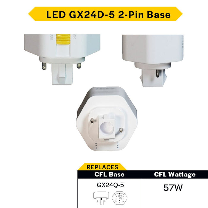 Halco PLT23O-8CS-BYP-GX24D-5-LED2 LED Triple Tube Omni-Directional Plug-In Lamp Gx24D-5 2-Pin Base 23W CCT Selectable 3000K/3500K/4000K/5000K Ballast Bypass Type B Non-Dimmable (82859)