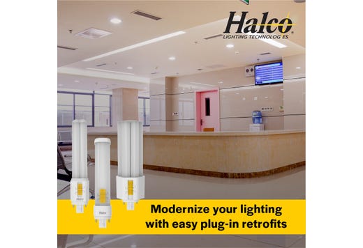 Halco PLD9O-8CS-HYB-G24Q-LED2-D LED Double Tube Omni-Directional Plug-In Lamp G24Q 4-Pin Base 9.5W CCT Selectable 3000K/3500K/4000K/5000K Hybrid Type A Type B Dimmable (82852)