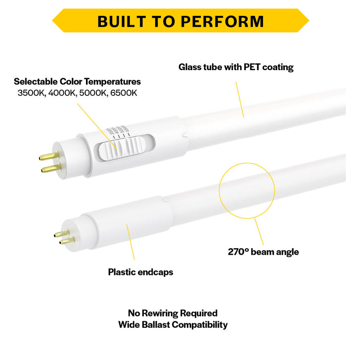 Halco 48T5-24-8CS-DIR-LED 48 Inch LED T5 Miniature Bi-Pin G5 Base 24W Type A Direct CCT Selectable 3500K/4000K/5000K/6500K 3200Lm 120-277V (84090)