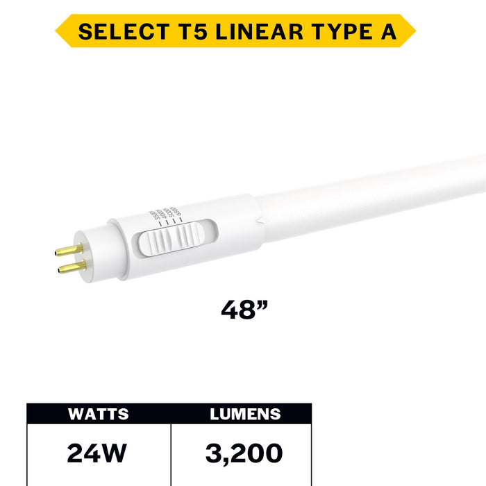 Halco 48T5-24-8CS-DIR-LED 48 Inch LED T5 Miniature Bi-Pin G5 Base 24W Type A Direct CCT Selectable 3500K/4000K/5000K/6500K 3200Lm 120-277V (84090)