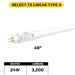 Halco 48T5-24-8CS-DIR-LED 48 Inch LED T5 Miniature Bi-Pin G5 Base 24W Type A Direct CCT Selectable 3500K/4000K/5000K/6500K 3200Lm 120-277V (84090)