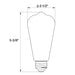 Halco 9ST19-CL-FLED4-950-E26-D-T24 LED Filament ST19 Lamp Medium E26 Base 5000K 9W 800Lm 90 CRI 120V Clear Dimmable (82695)