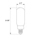 Halco 5T8-CL-FLED4-950-E12-D LED Filament T8 Lamp 3 Inch Candelabra E12 Base 5000K 5W 450Lm 90 CRI 120V Clear Dimmable (82698)