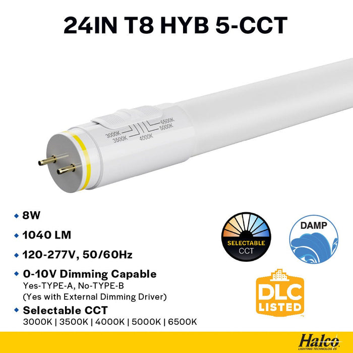 Halco CCT Selectable T8 LED Type A/B Tube