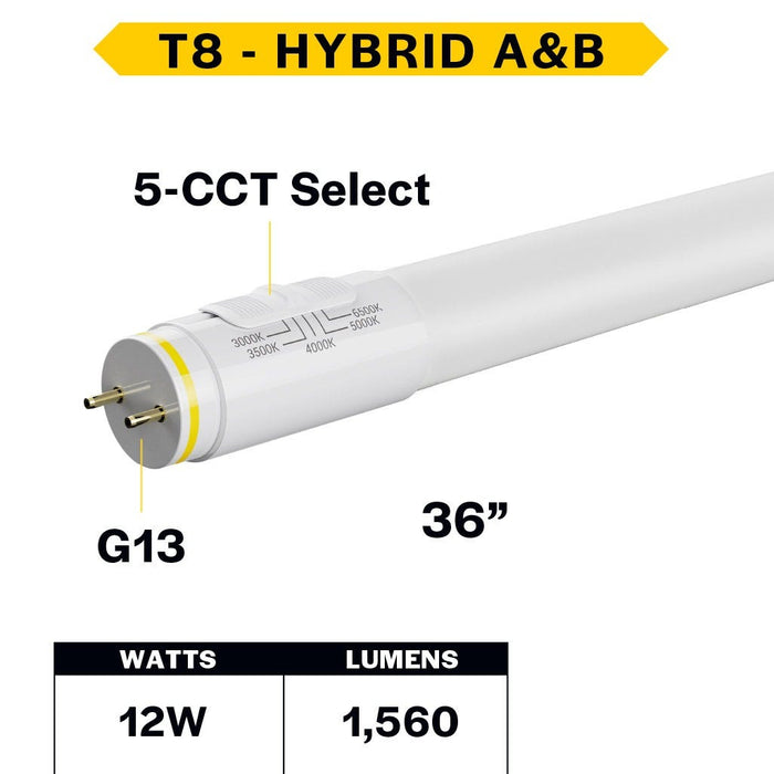 Halco CCT Selectable T8 LED Type A/B Tube