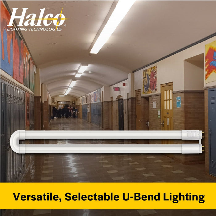 Halco T8U1-8CS-HYB-D-LED LED T8 U-Bend Medium Bi-Pin G13 Base 1-5/8 Inch Spacing Hybrid Type A/B 15W CCT Selectable 3000K/3500K/4000K/5000K/6500K 120-277V Dimmable (82394)