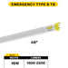 Halco T8EM-48FR16-CSBYP-LED-UL924-2PK 24 Inch LED Emergency Linear T8 Tube G13 Base Wattage/CCT Selectable 12W/14W/16W 3000K/3500K/4000K/5000K/6500K 120-277V 90-Minute Battery Backup 2-Pack (82386)