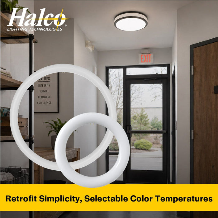 Halco T9C8-8CS-HYB-LED LED Circline 8 Inch T9 G10Q Base 11W Hybrid Type A/B CCT Selectable 3500K/4000K/5000K/6500K 1400Lm 120-277V Non-Dimmable (87506)