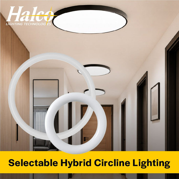 Halco T9C12-8CS-HYB-LED LED Circline 12 Inch T9 G10Q Base 16W Hybrid Type A/B CCT Selectable 3500K/4000K/5000K/6500K 2000Lm 120-277V Non-Dimmable (87507)