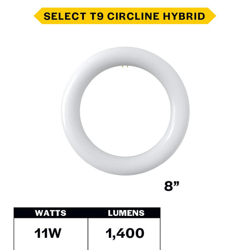 Halco T9C8-8CS-HYB-LED LED Circline 8 Inch T9 G10Q Base 11W Hybrid Type A/B CCT Selectable 3500K/4000K/5000K/6500K 1400Lm 120-277V Non-Dimmable (87506)