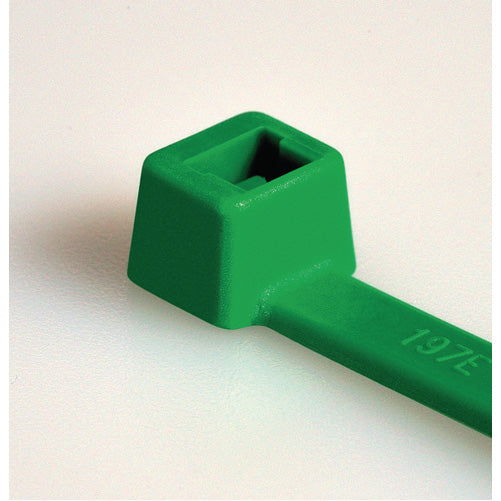HellermannTyton Cable Tie 4 Inch Long UL Rated 18 Pounds Tensile Strength PA66 Green 100 Per Package (116-01815)
