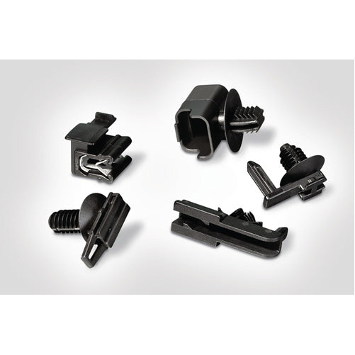 HellermannTyton Connector Clip With Fir Tree 0.7-5.1mm Panel Thickness 6.5-7.0mm Hole Diameter PA66HIRHS Black 500 Per Package (151-00459)