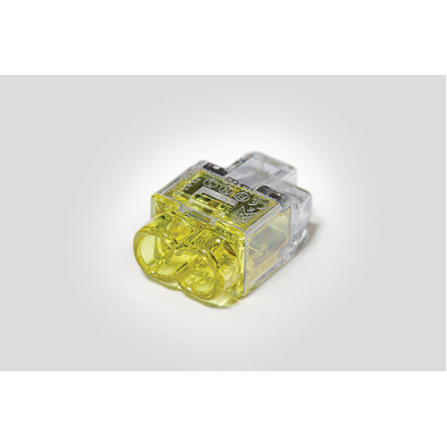 HellermannTyton HelaCon Plus Mini Push-In Style Wire Connector Double Spring 2-Port Polycarbonate Yellow 500 Per Package (148-90048)