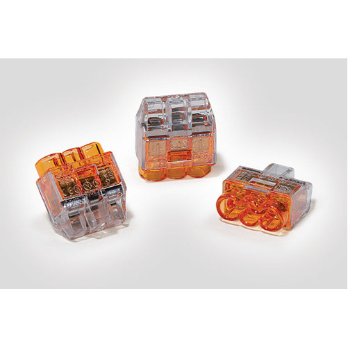HellermannTyton HelaCon Plus Mini Push-In Style Wire Connector Double Spring 3-Port Polycarbonate Orange 400 Per Package (148-90049)