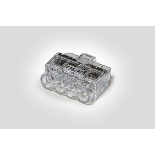 HellermannTyton HelaCon Plus Mini Push-In Style Wire Connector Double Spring 4-Port Polycarbonate Clear 100 Per Package (148-90038)