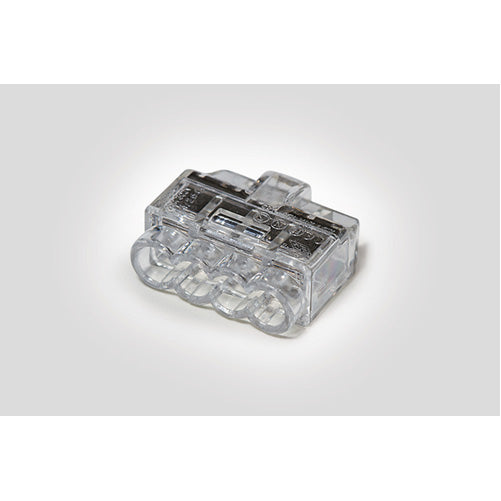 HellermannTyton HelaCon Plus Mini Push-In Style Wire Connector Double Spring 4-Port Polycarbonate Clear 300 Per Package (148-90050)