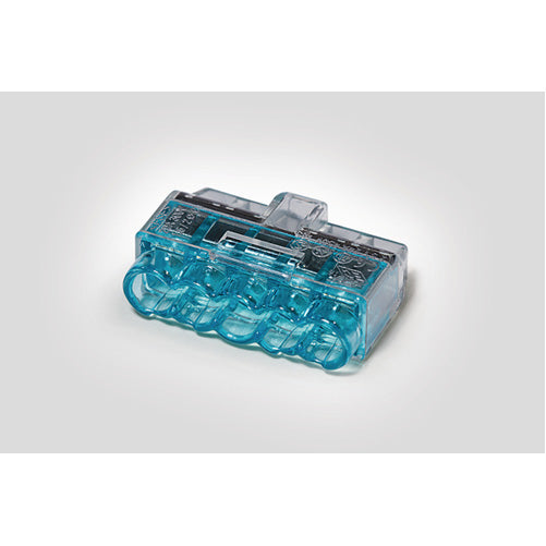 HellermannTyton HelaCon Plus Mini Push-In Style Wire Connector Double Spring 5-Port Polycarbonate Blue 300 Per Package (148-90051)