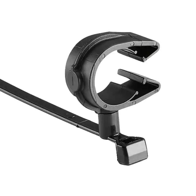 HellermannTyton MOC Clip 16mm Assembled To T50SMVC Swivel Tie PA66HIRHSUV Black 1000 Per Carton (156-01656)