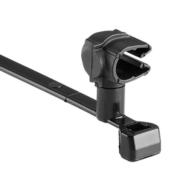 HellermannTyton MOC Clip 6mm Assembled To T50SMVC Swivel Tie PA66HIRHSUV Black 2000 Per Carton (156-01774)