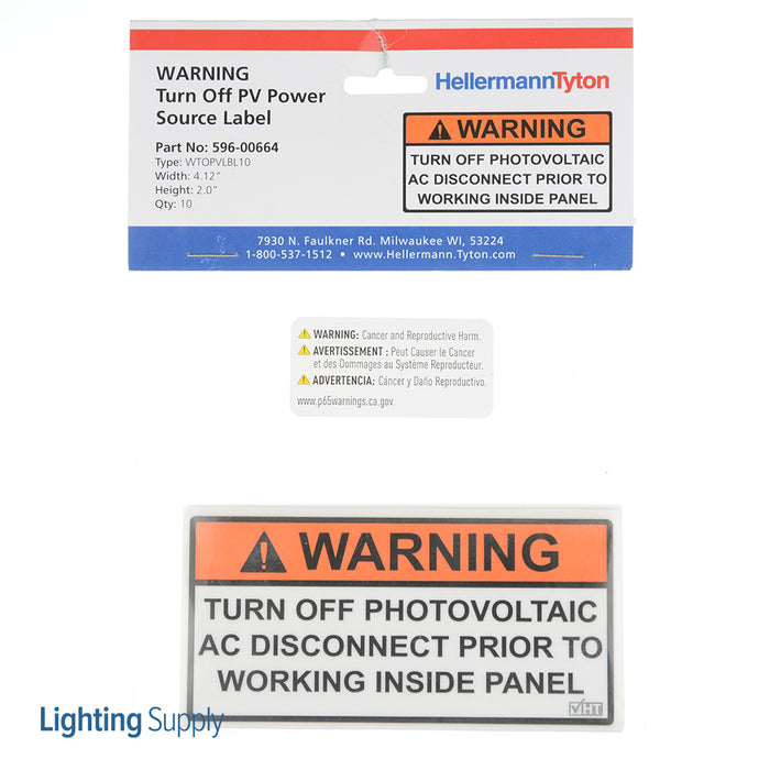 HellermannTyton Solar Label 2017 Code Warning Turn Off PV Prior To Working ... 4.12 Inch X 2.0 Inch Vinyl Orange 10 Per Package (596-00664)