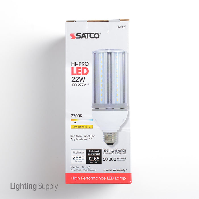 SATCO/NUVO Hi-Pro 22W LED Corn Cob 2700K 100V-277V 2680Lm Medium E26 Base Bulb (S9671)