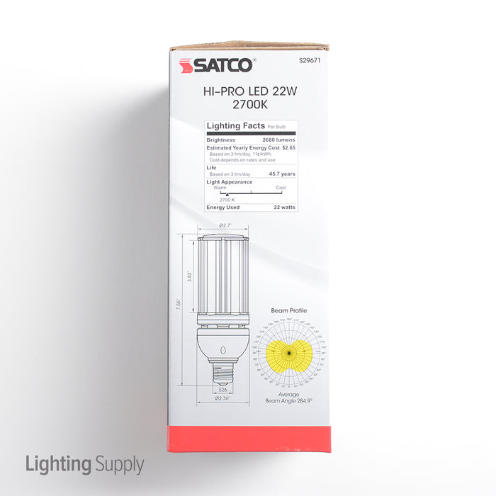 SATCO/NUVO Hi-Pro 22W LED Corn Cob 2700K 100V-277V 2680Lm Medium E26 Base Bulb (S9671)