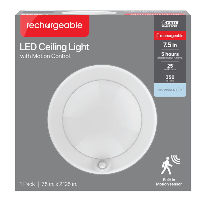 Feit Electric 7.5 Inch Round Rechargeable Motion Sensing Ceiling Light (CM7.5/840/25/MOT/BAT)