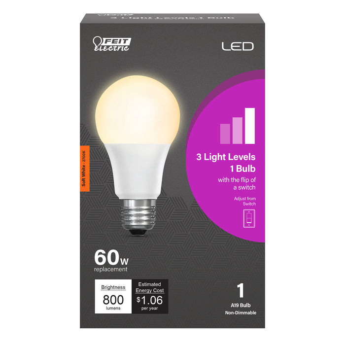 Feit Electric 8.8W Soft White 2700K E26 Base A19 Switch-To-Dim LED Light Bulb (OM60/3DIMCA/LEDI)