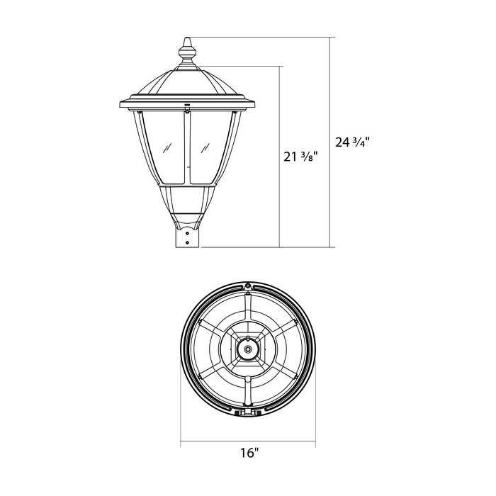 RAB Heritage Round Wattage/CCT Selectable 120W/100W/80W/60W 3000K/4000K/5000K T3/T5 120-277V Pole Mount Bronze (HTG-R)
