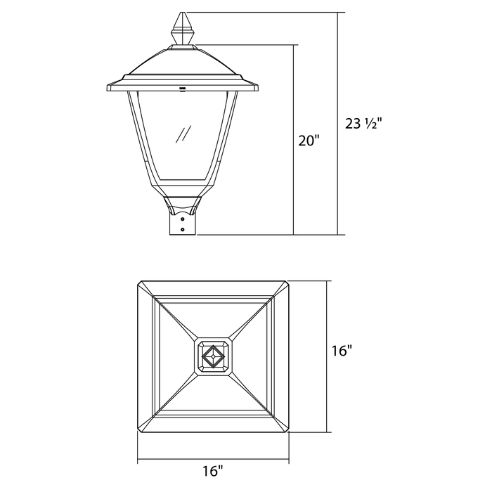 RAB Heritage Square Wattage/CCT Selectable 120W/100W/80W/60W 3000K/4000K/5000K T3/T5 120-277V Pole Mount Black (HTG-SB)
