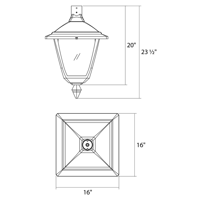 RAB Heritage Square Wattage/CCT Selectable 120W/100W/80W/60W 3000K/4000K/5000K T3/T5 120-277V Pendant Mount Bronze (HTG-SP)