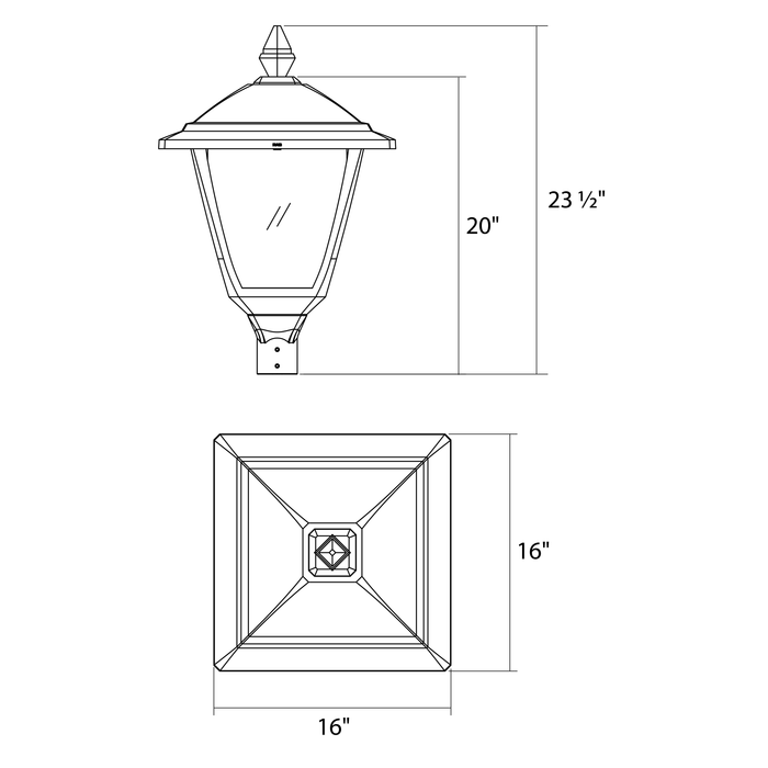 RAB Heritage Decorative Lantern Square With EX39 Base Pole Mount Black (HTGL-SB)