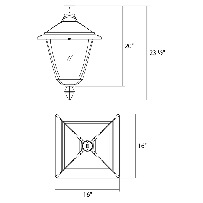 RAB Heritage Decorative Lantern Square With EX39 Base Pendant Mount Bronze (HTGL-SP)