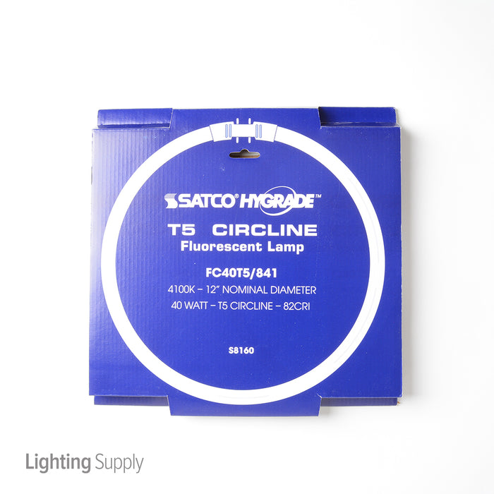 SATCO/NUVO HyGrade 40W T5 Circline Fluorescent 4100K Cool White 82 CRI 2Gx13 4-Pin Base (S8160)