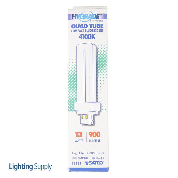 SATCO/NUVO HyGrade 13W Pin-Based Compact Fluorescent 4100K 82 CRI G24Q-1 4-Pin Base (S8332)