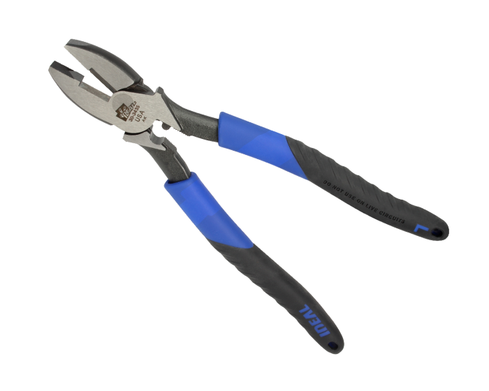 Ideal 9-1/2 Inch Linesman Plier With New England Nose-Crimping Die And Fish Tape Puller Smart-Grip (30-3435)